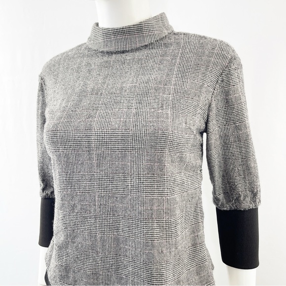 Ted Baker Gray 3/4 Sleeve Glen Check Plaid Sweater Top Size 1 US 4 Wool Blend - Picture 3 of 10